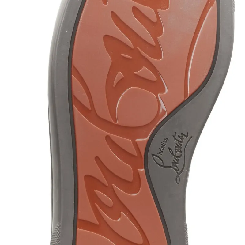 CHRISTIAN LOUBOUTIN Lou Spikes Orlatno brown studded toe high top sneaker EU40