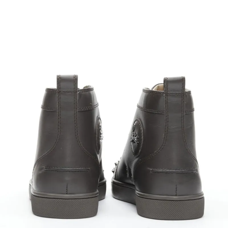 CHRISTIAN LOUBOUTIN Lou Spikes Orlatno brown studded toe high top sneaker EU40