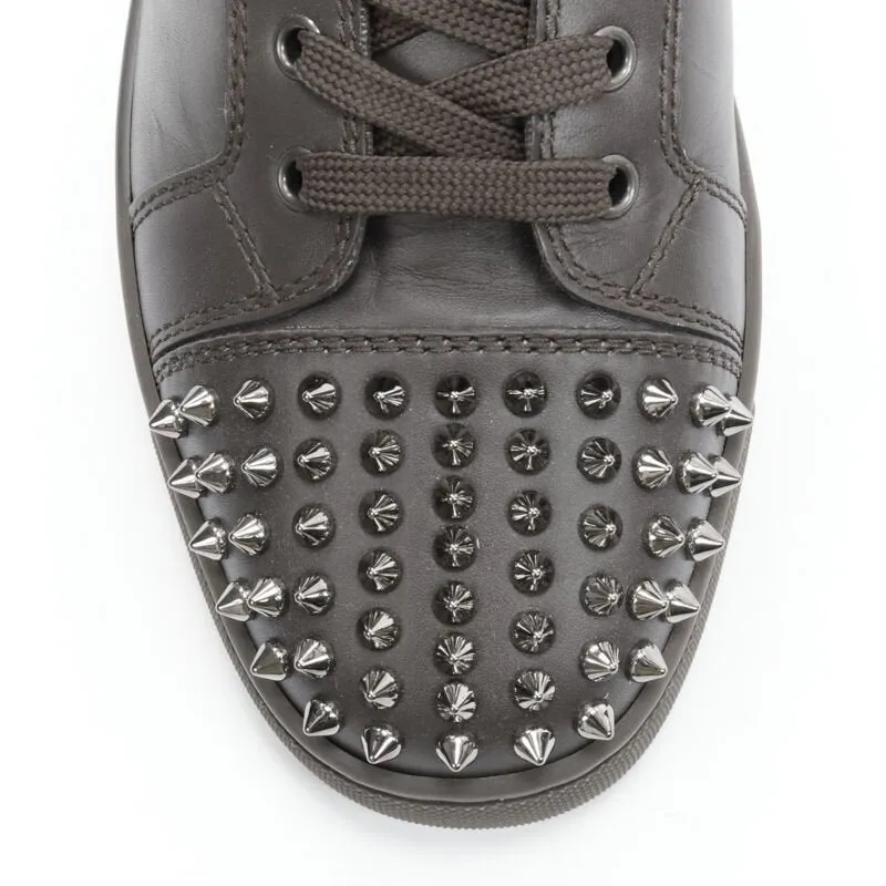 CHRISTIAN LOUBOUTIN Lou Spikes Orlatno brown studded toe high top sneaker EU40