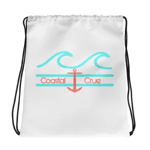 Coastal Crue White Drawstring bag