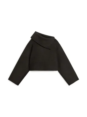 Collared double-face wool jumper in dark brown