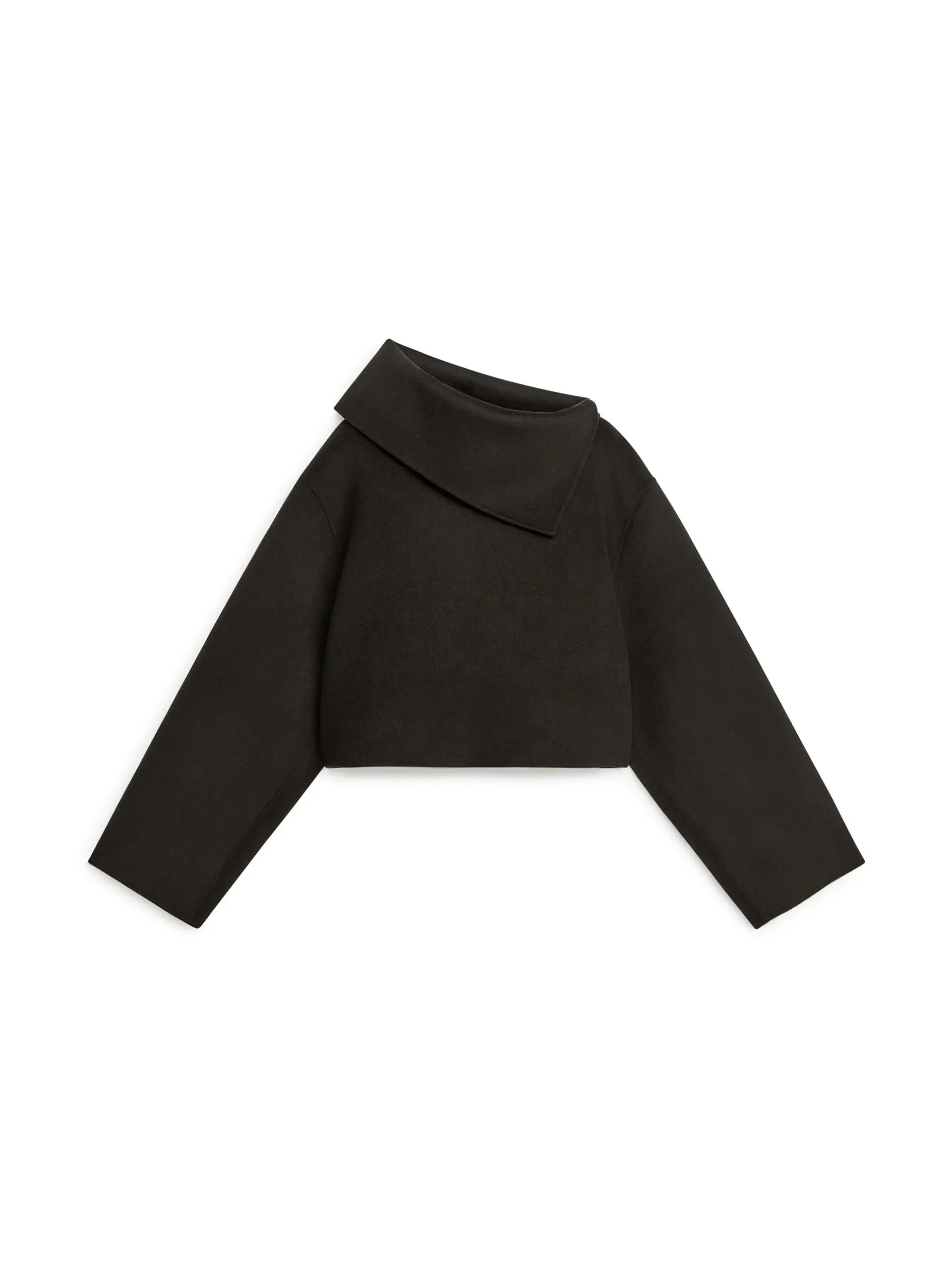 Collared double-face wool jumper in dark brown