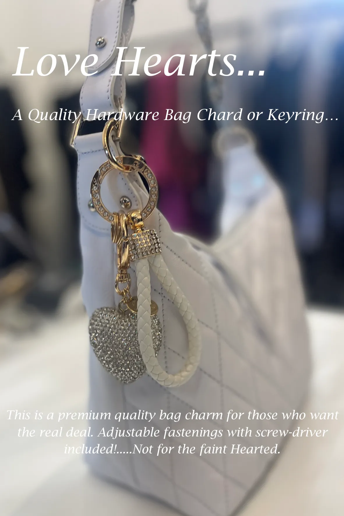 D0012 Diamante Heart Bag Charm or Keyring
