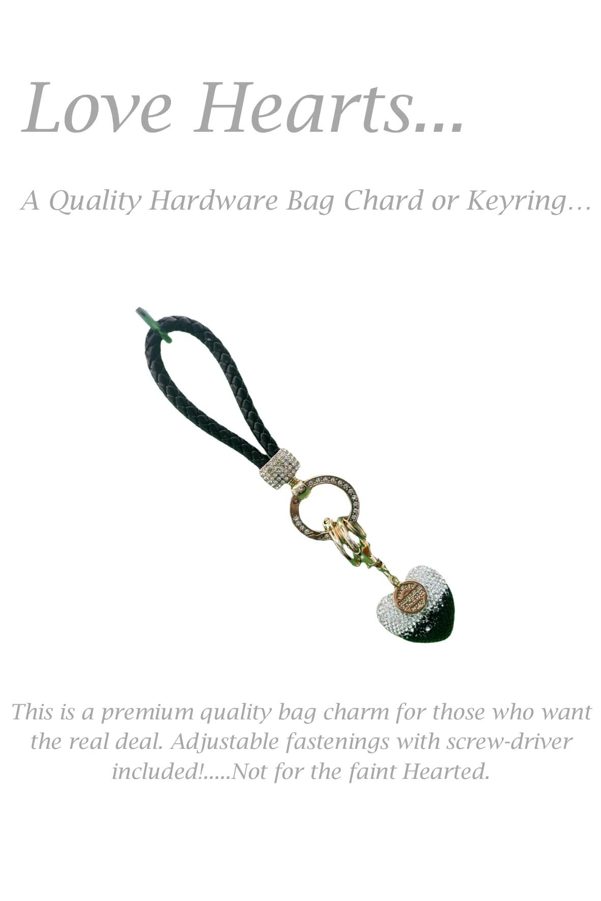 D0012 Diamante Heart Bag Charm or Keyring