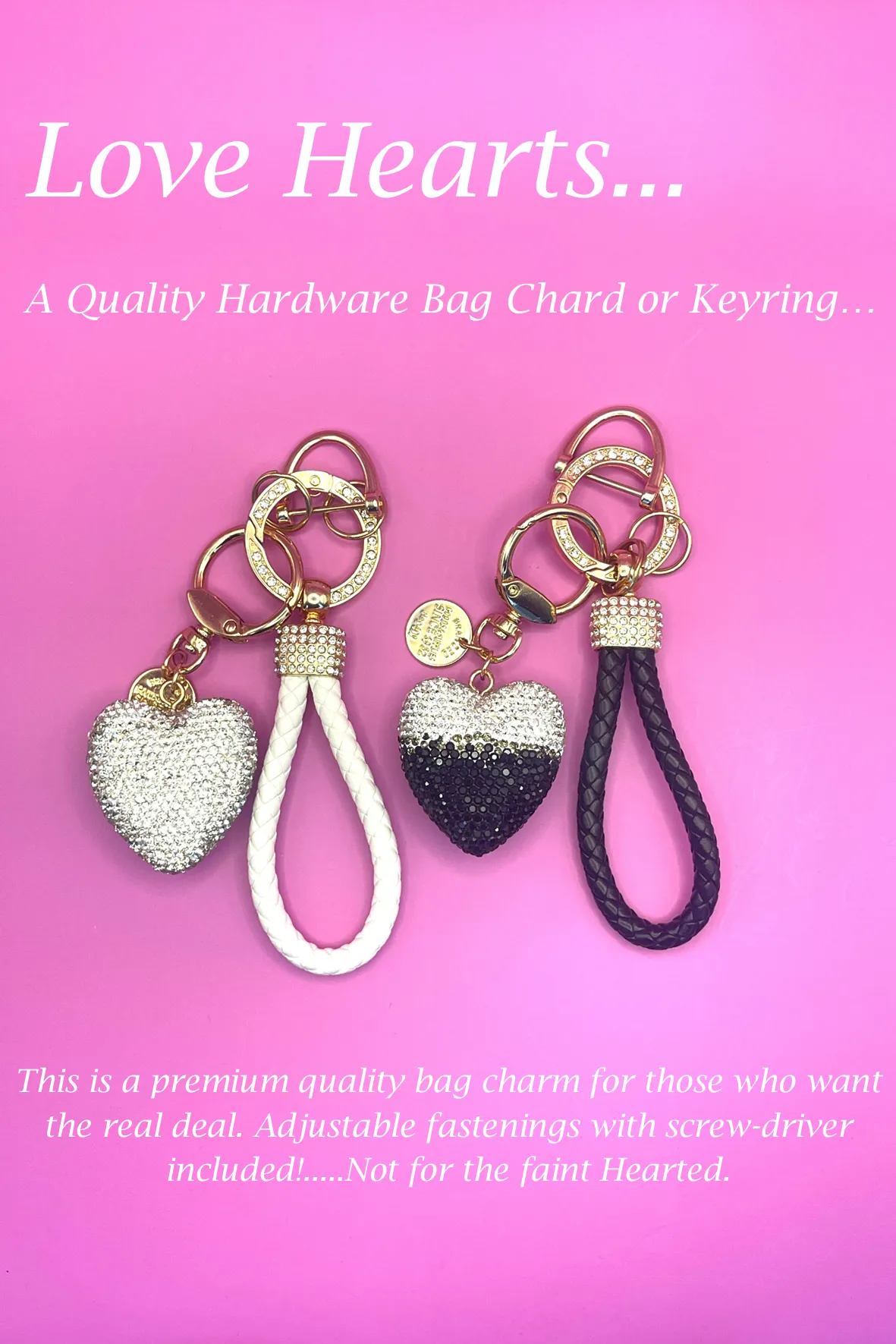 D0012 Diamante Heart Bag Charm or Keyring