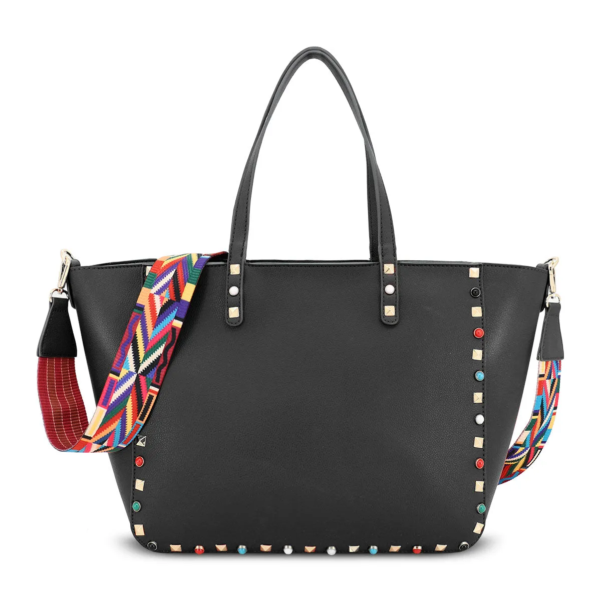 Daytime Diva Black Studded Winged Shoulder Bag