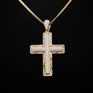Diamond Cross Pendant 14K Yellow Gold With Diamond / 6.5gr