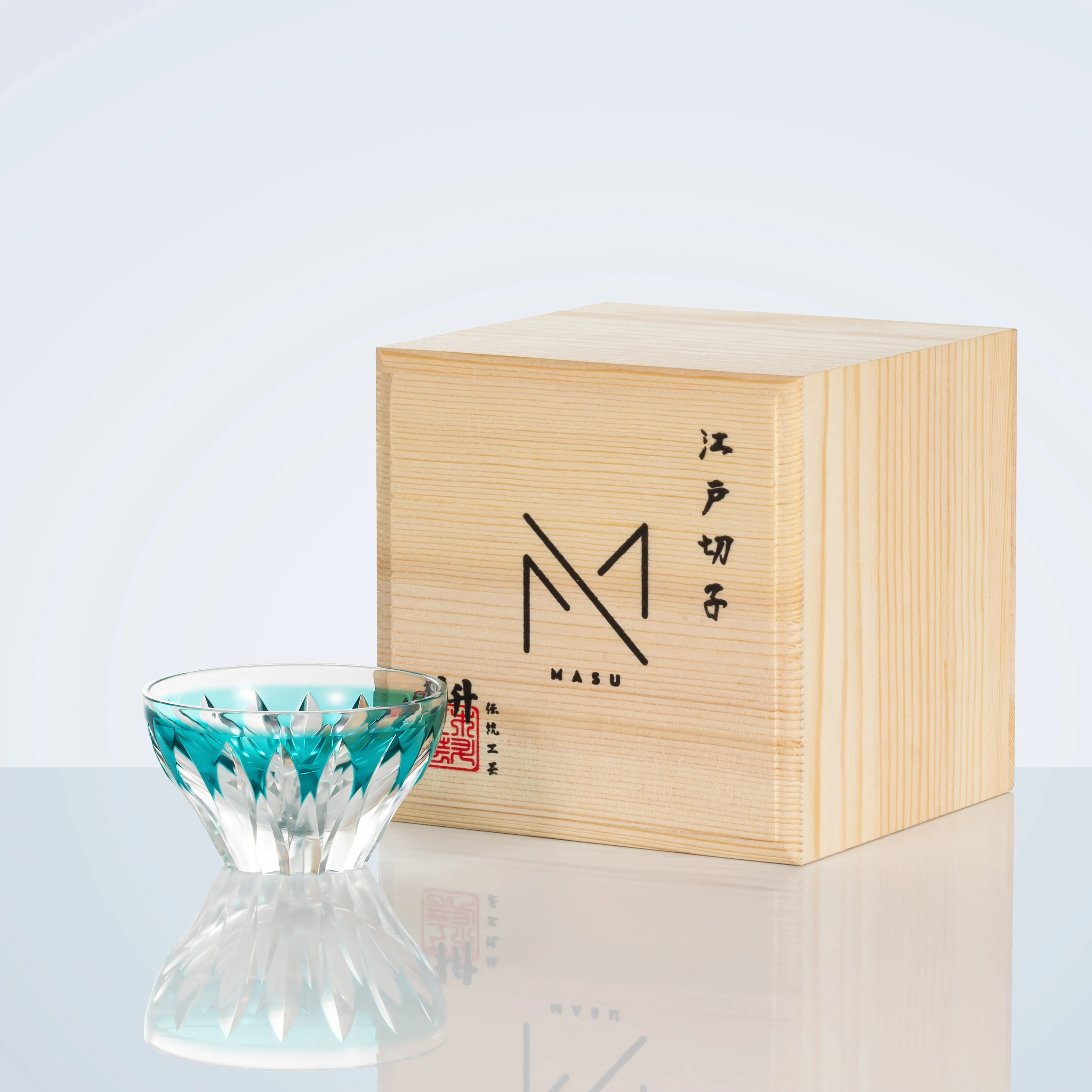 Edo Kiriko Handcrafted Lotus Glass With Wooden Box