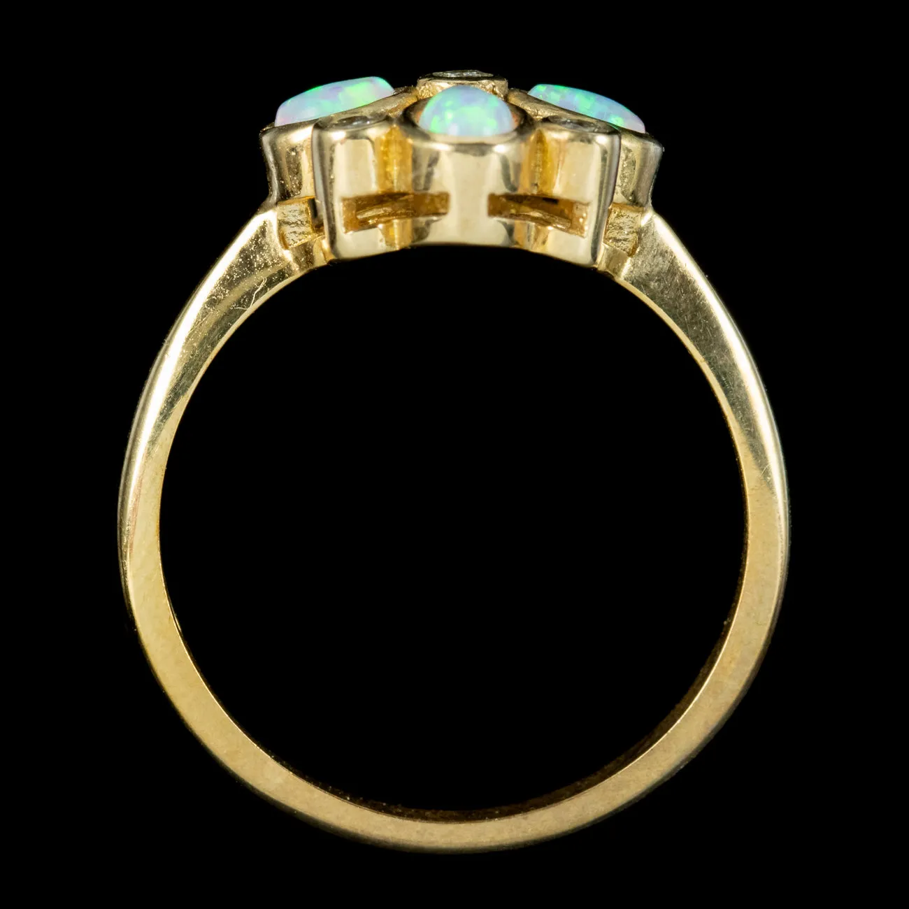 Edwardian Style Opal Diamond Cluster Ring 9ct Gold