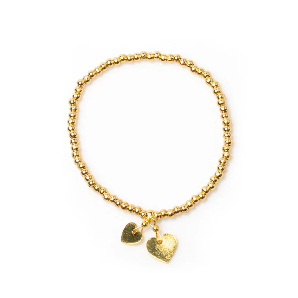 Elasticated Heart Charm Bracelet GOLD