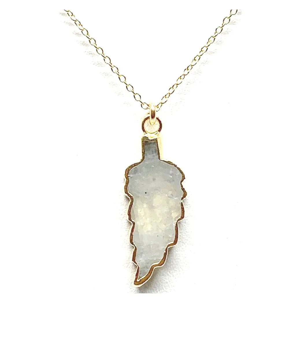 Electroformed Semi Precious Leaves  Necklace: Moon Stone (NGCP79MN)