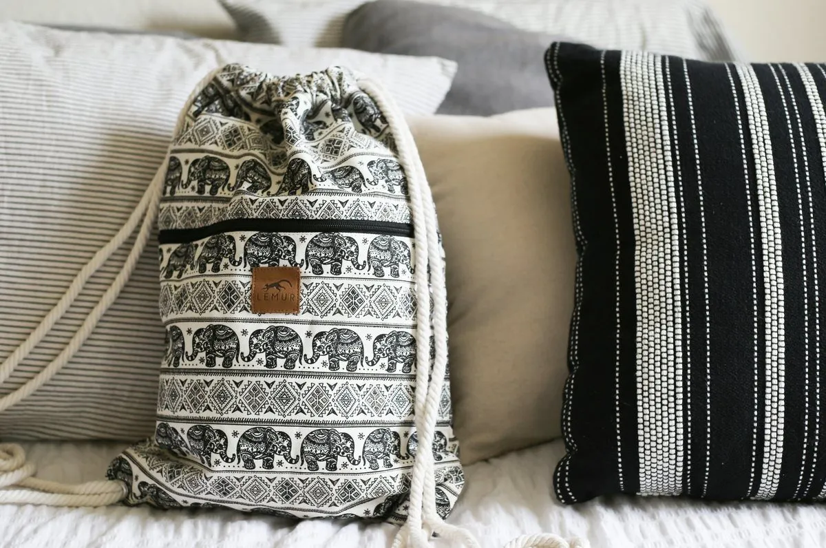 Elephants - Canvas Drawstring Backpack