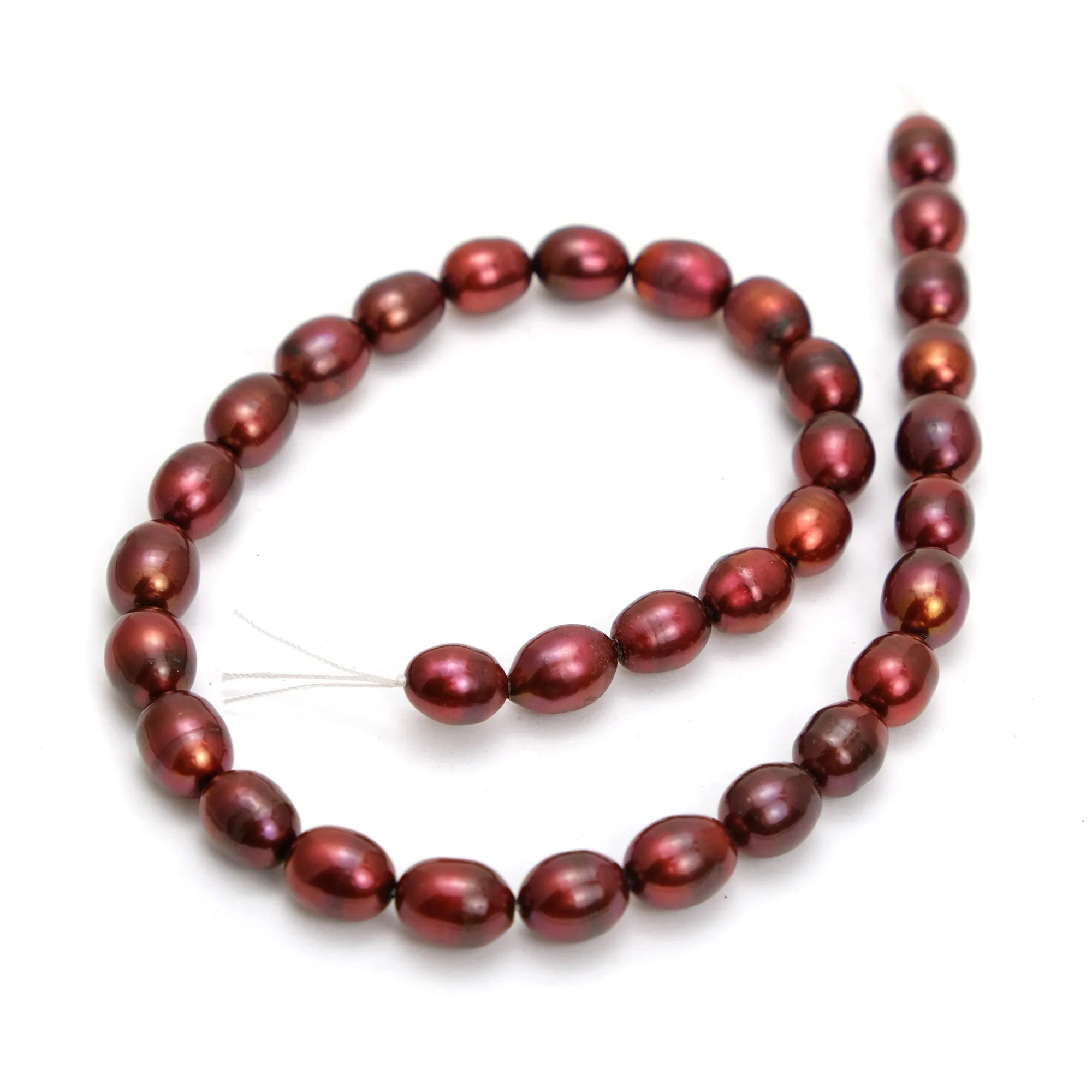 Ember Red Fresh Water Potato Pearl 10mm Strand #1