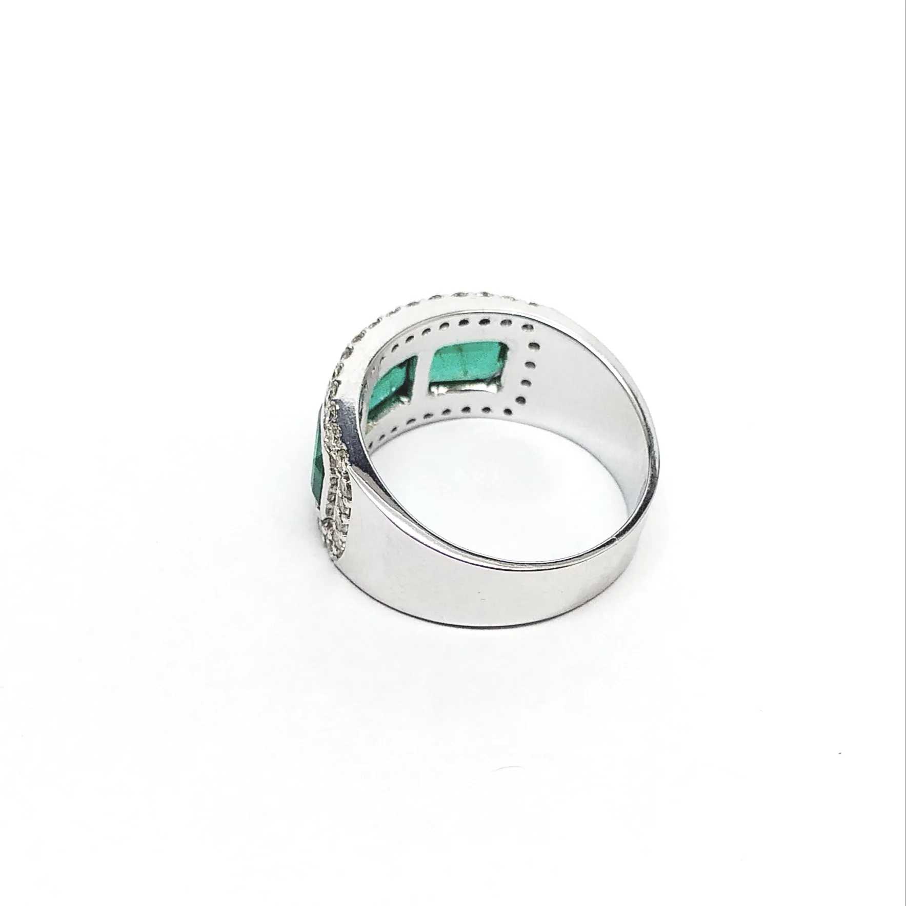 Emerald and Diamond Three-Stone Ring