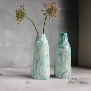 Faceted Porcelain Bottle Vases