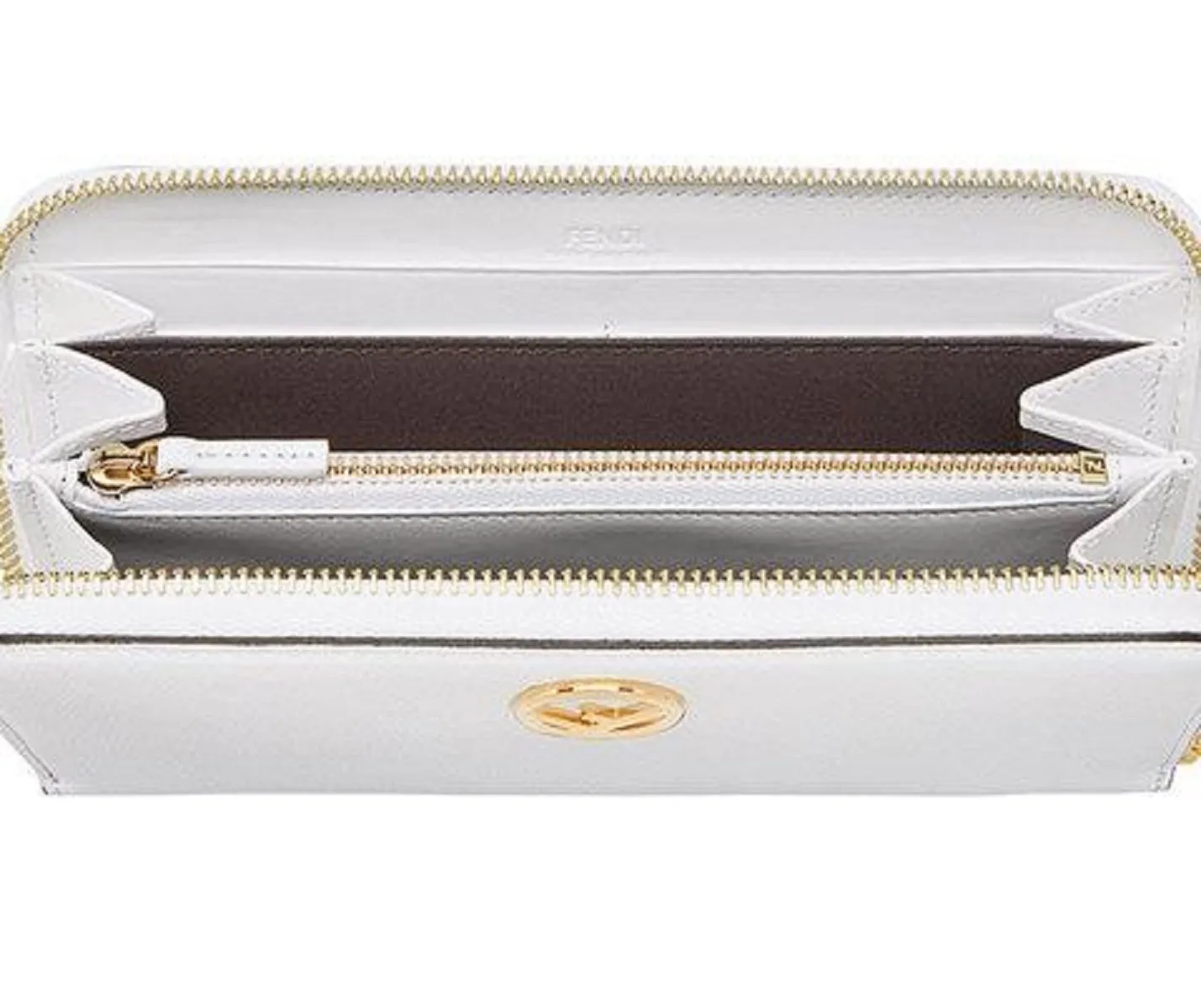 Fendi F Is Fendi White Calfskin Leather Zip Around Long Wallet 8M0299
