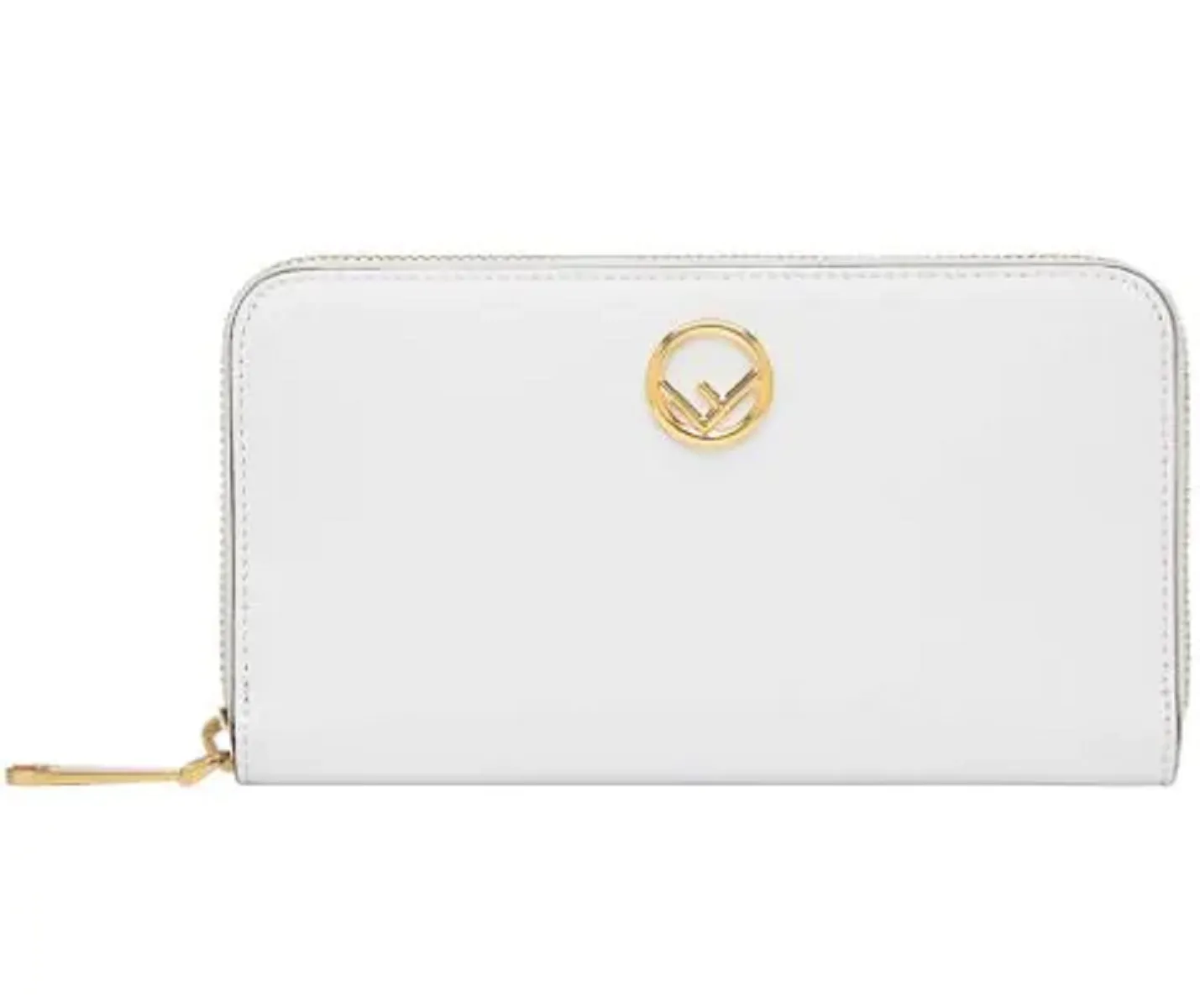 Fendi F Is Fendi White Calfskin Leather Zip Around Long Wallet 8M0299