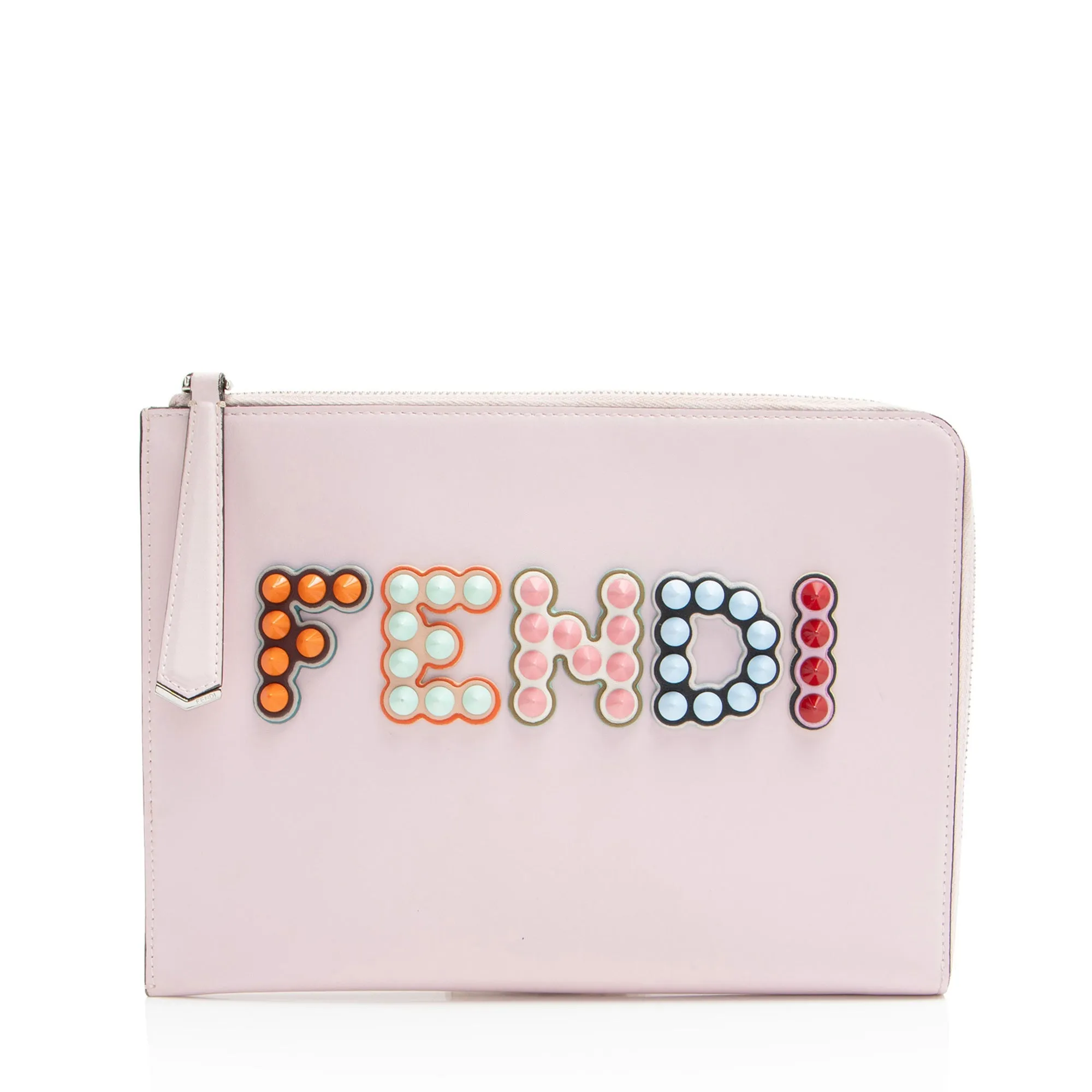 Fendi Leather Studded Fun Fair Clutch