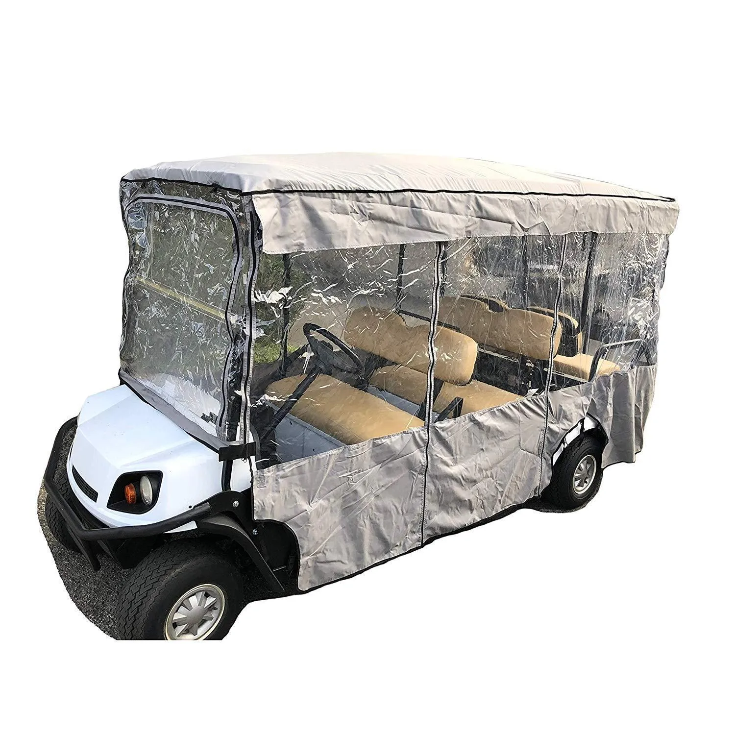 Formosa Covers Premium Tight Weave Golf Cart Driving Enclosure 6 Seater Passenger EZGO 4   2 Bench - 119" L x 44" W x 63" H