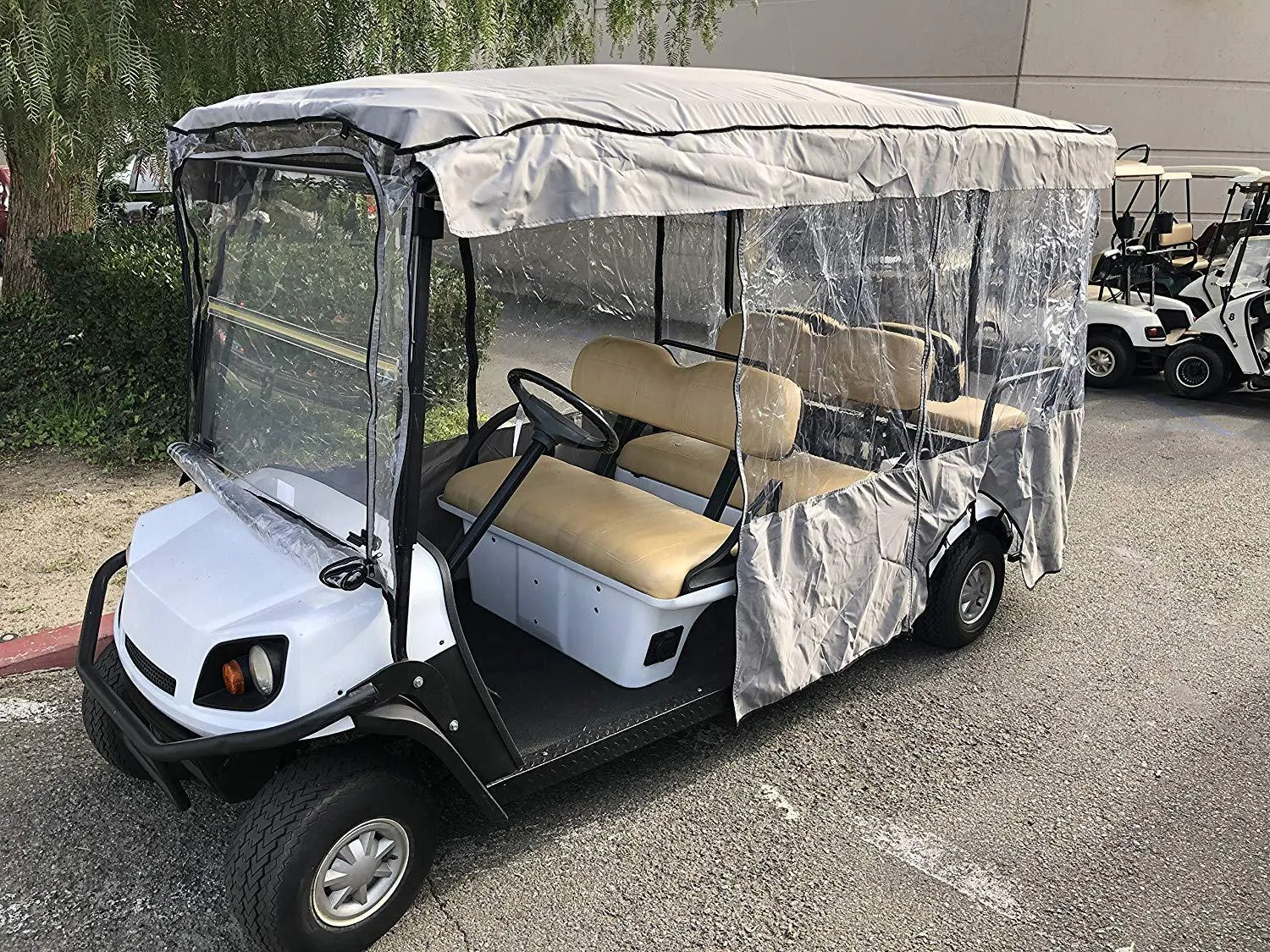 Formosa Covers Premium Tight Weave Golf Cart Driving Enclosure 6 Seater Passenger EZGO 4   2 Bench - 119" L x 44" W x 63" H
