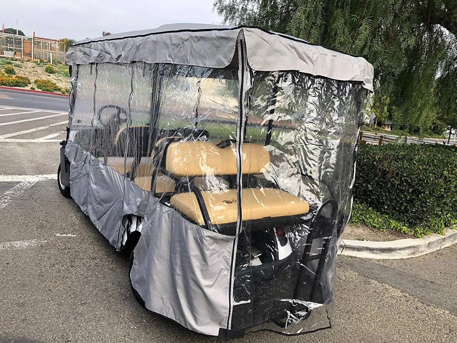 Formosa Covers Premium Tight Weave Golf Cart Driving Enclosure 6 Seater Passenger EZGO 4   2 Bench - 119" L x 44" W x 63" H