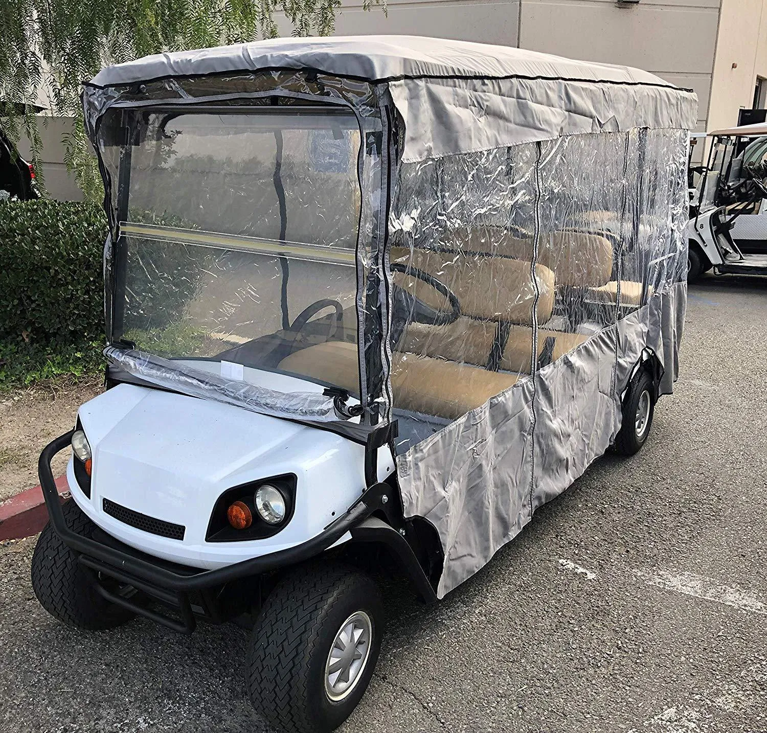 Formosa Covers Premium Tight Weave Golf Cart Driving Enclosure 6 Seater Passenger EZGO 4   2 Bench - 119" L x 44" W x 63" H