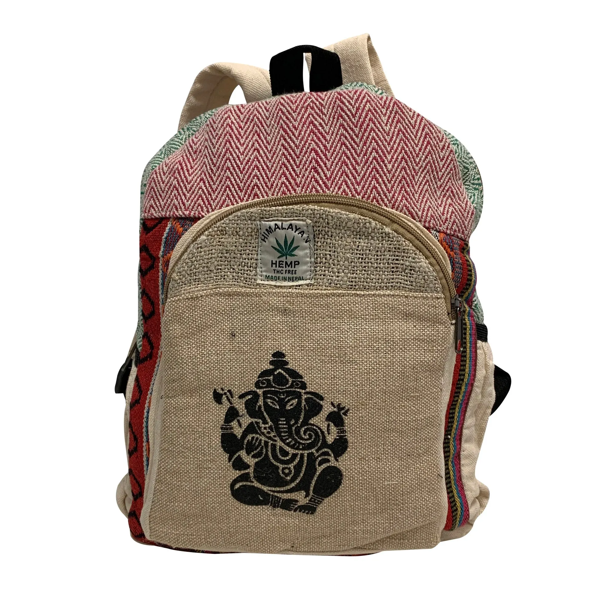Ganesh Yoga Heavy Duty Ethnic Handmade Boho Multipocket Himalaya Pure Hemp Backpack #22