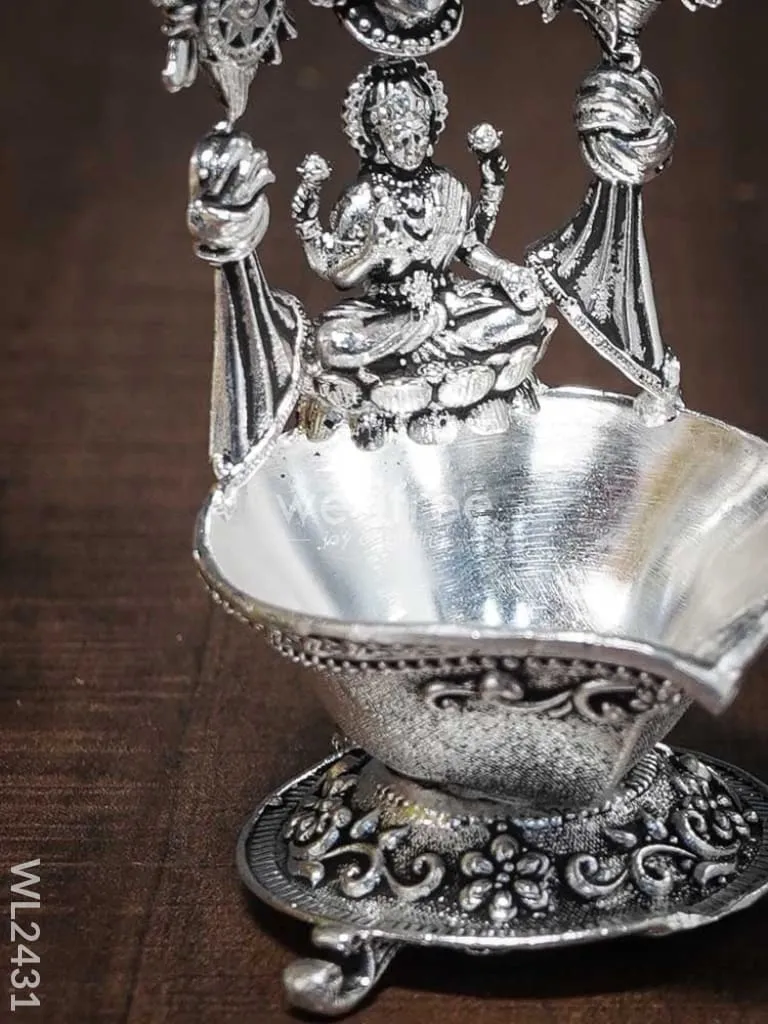 German silver Balaji Lakshmi Diya (Antique finish) - WL2431