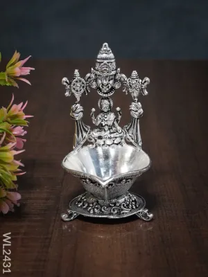 German silver Balaji Lakshmi Diya (Antique finish) - WL2431
