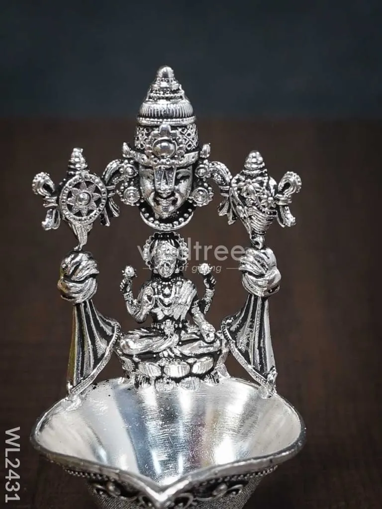 German silver Balaji Lakshmi Diya (Antique finish) - WL2431
