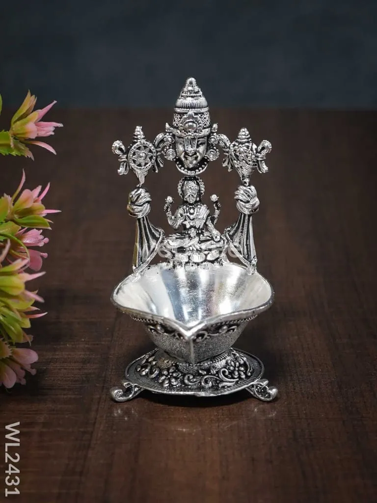 German silver Balaji Lakshmi Diya (Antique finish) - WL2431