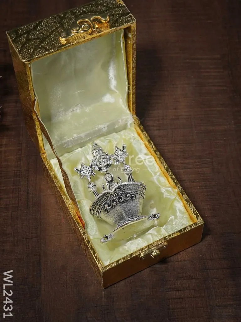 German silver Balaji Lakshmi Diya (Antique finish) - WL2431