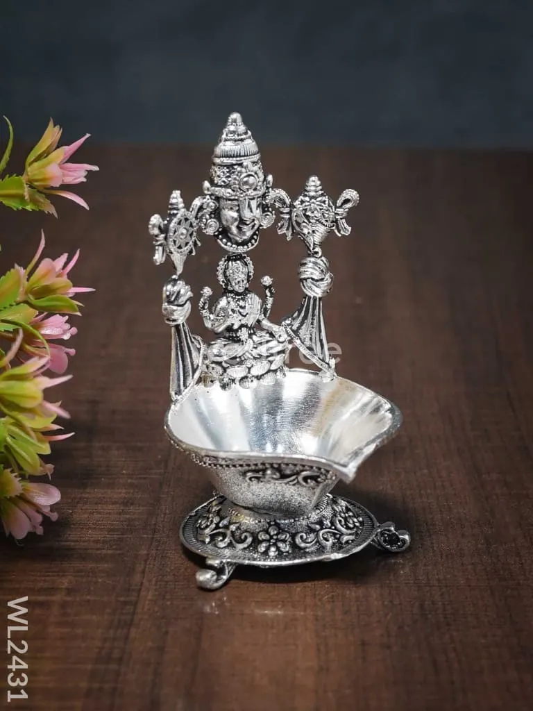 German silver Balaji Lakshmi Diya (Antique finish) - WL2431