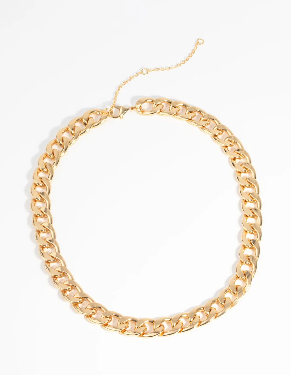 Gold Plated Flat Curb Chain Necklace