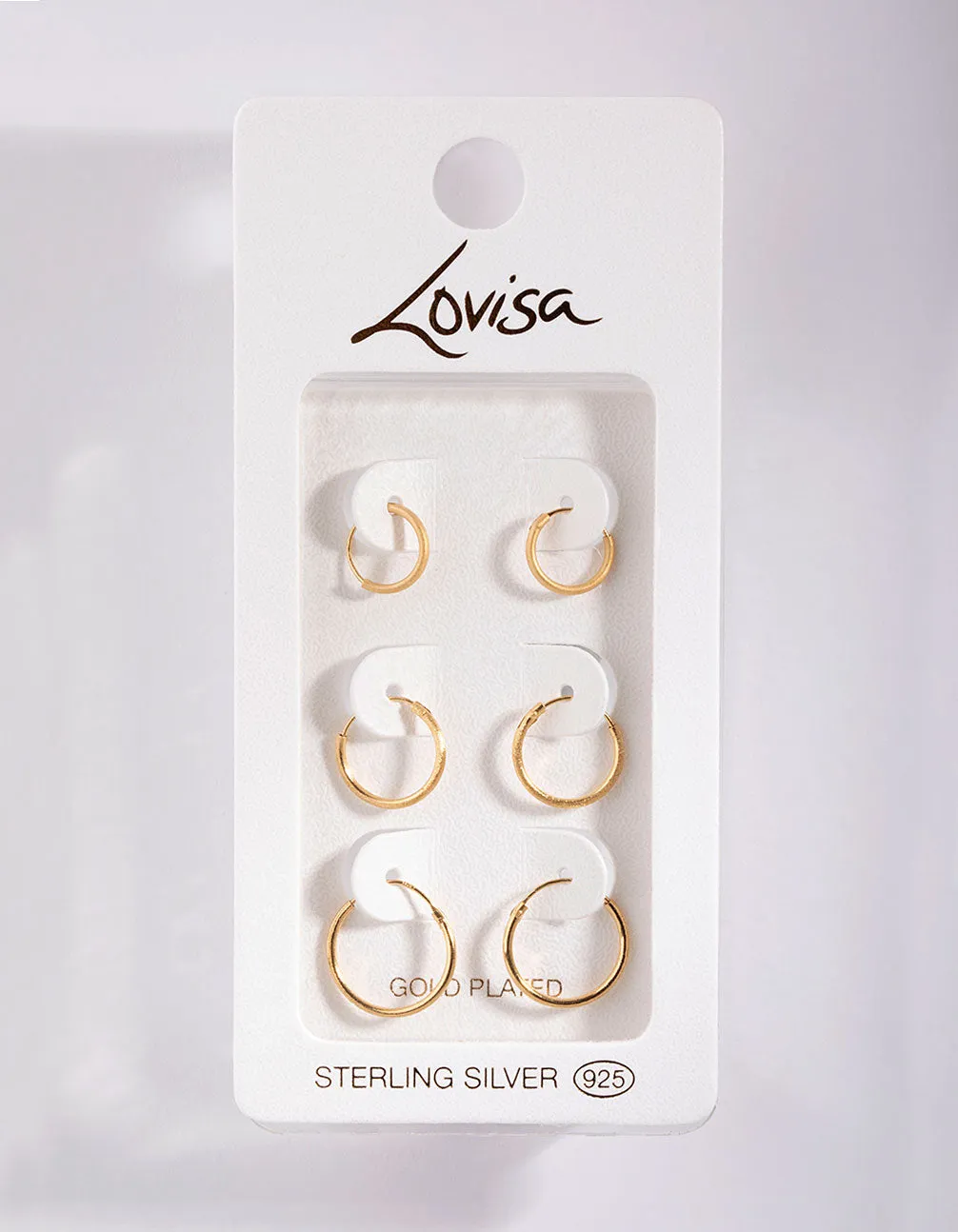 Gold Plated Sterling Silver Station Hoop Pack Earring