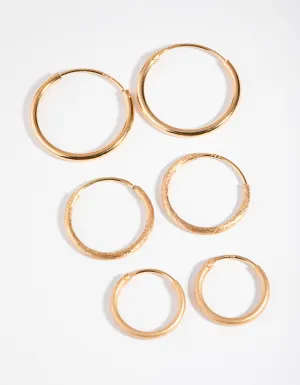 Gold Plated Sterling Silver Station Hoop Pack Earring