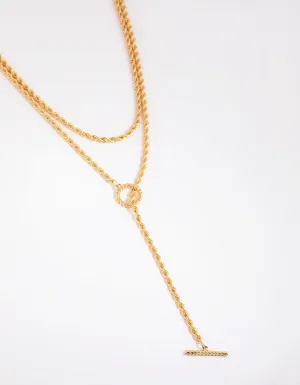 Gold Plated Wheat Chain Layered Necklace