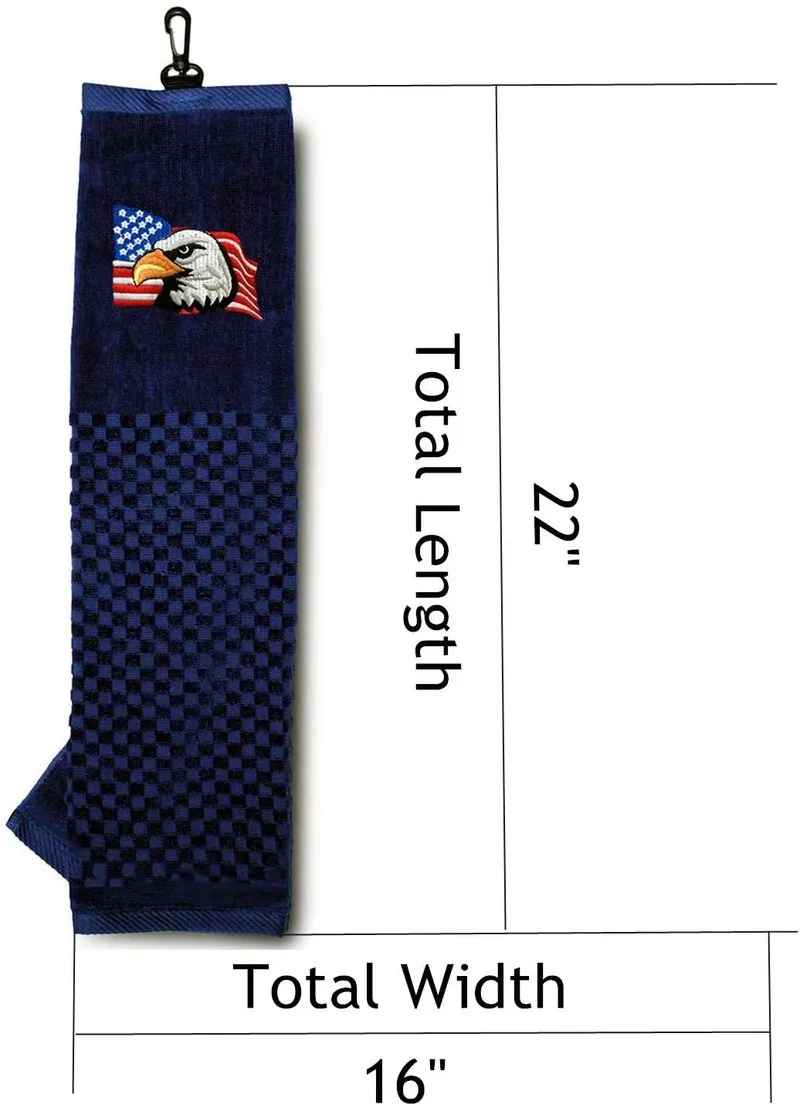 Golf Bag Towel 1 Pack Tri Fold Cotton Embroidered