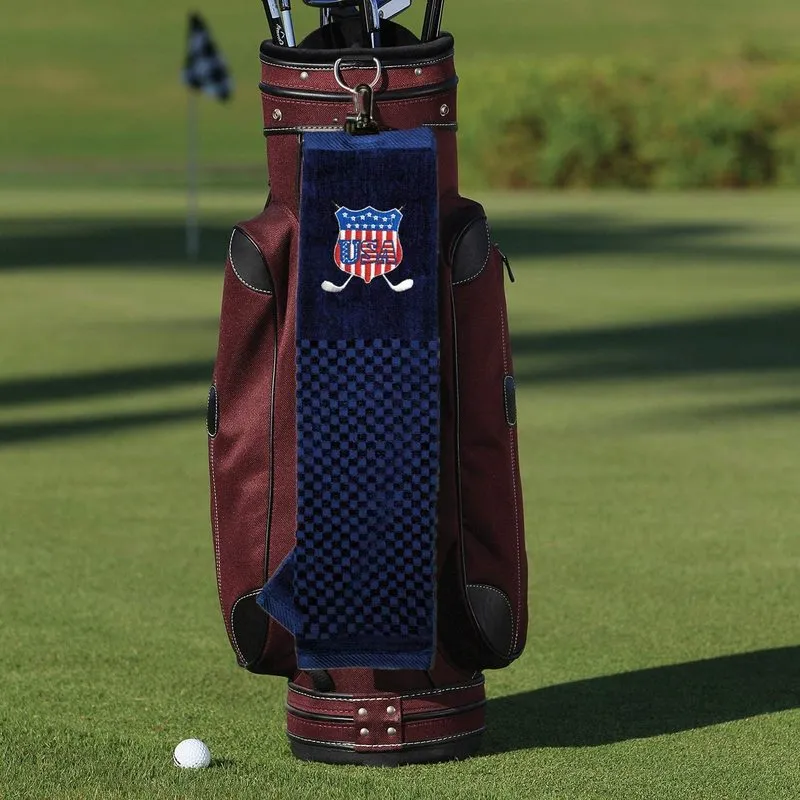 Golf Bag Towel 1 Pack Tri Fold Cotton Embroidered