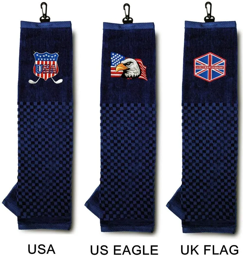 Golf Bag Towel 1 Pack Tri Fold Cotton Embroidered