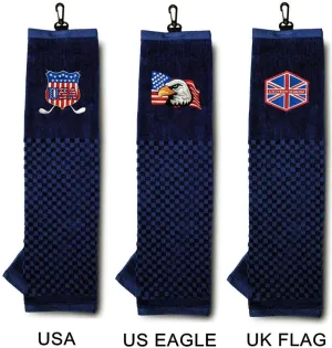Golf Bag Towel 1 Pack Tri Fold Cotton Embroidered