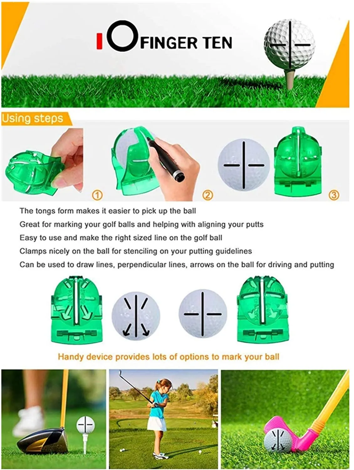 Golf Ball Liner Line Marker Alignment Kit For Men Gifts Set