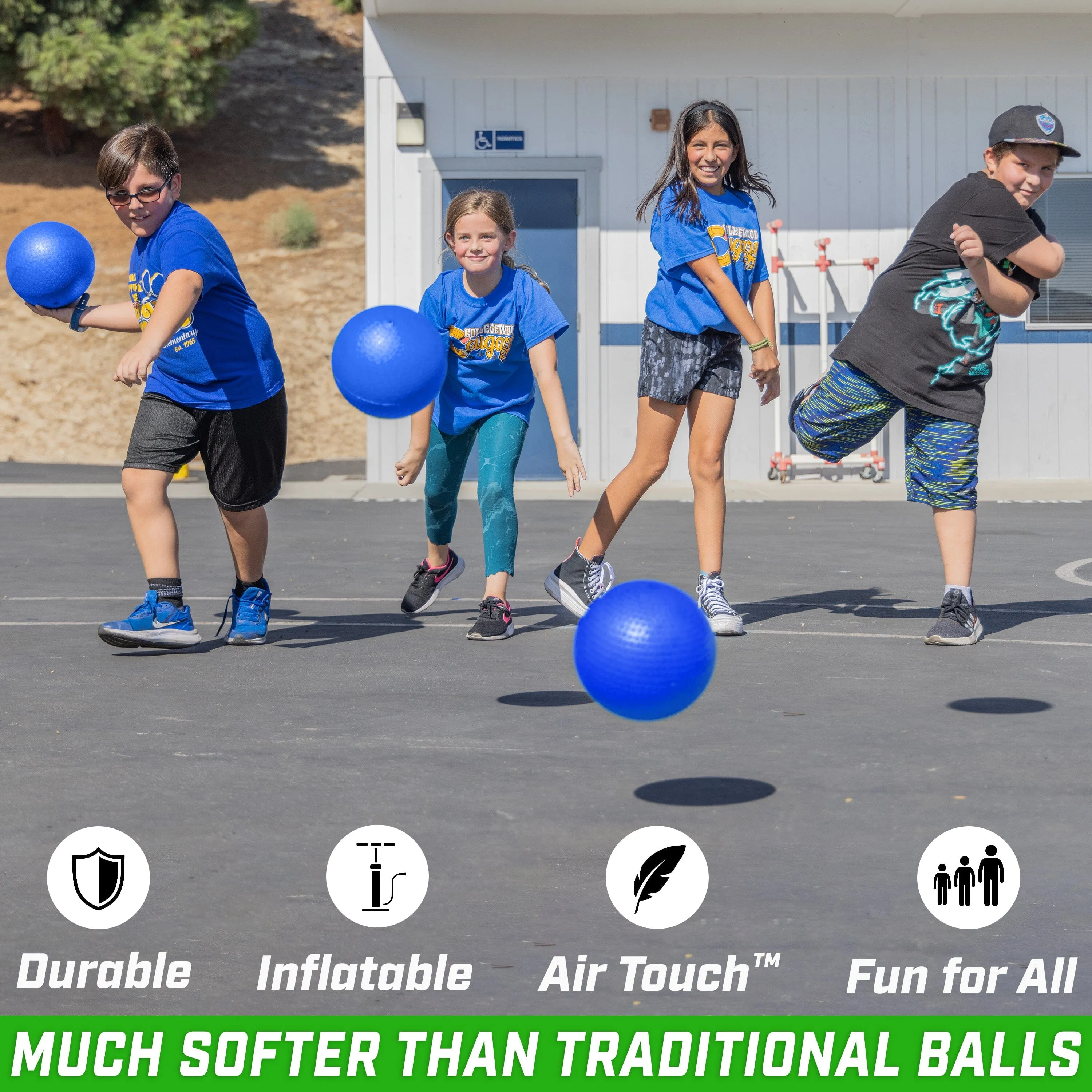 GoSports Air Touch No-Sting Dodgeball Balls - 6 Pack - Blue