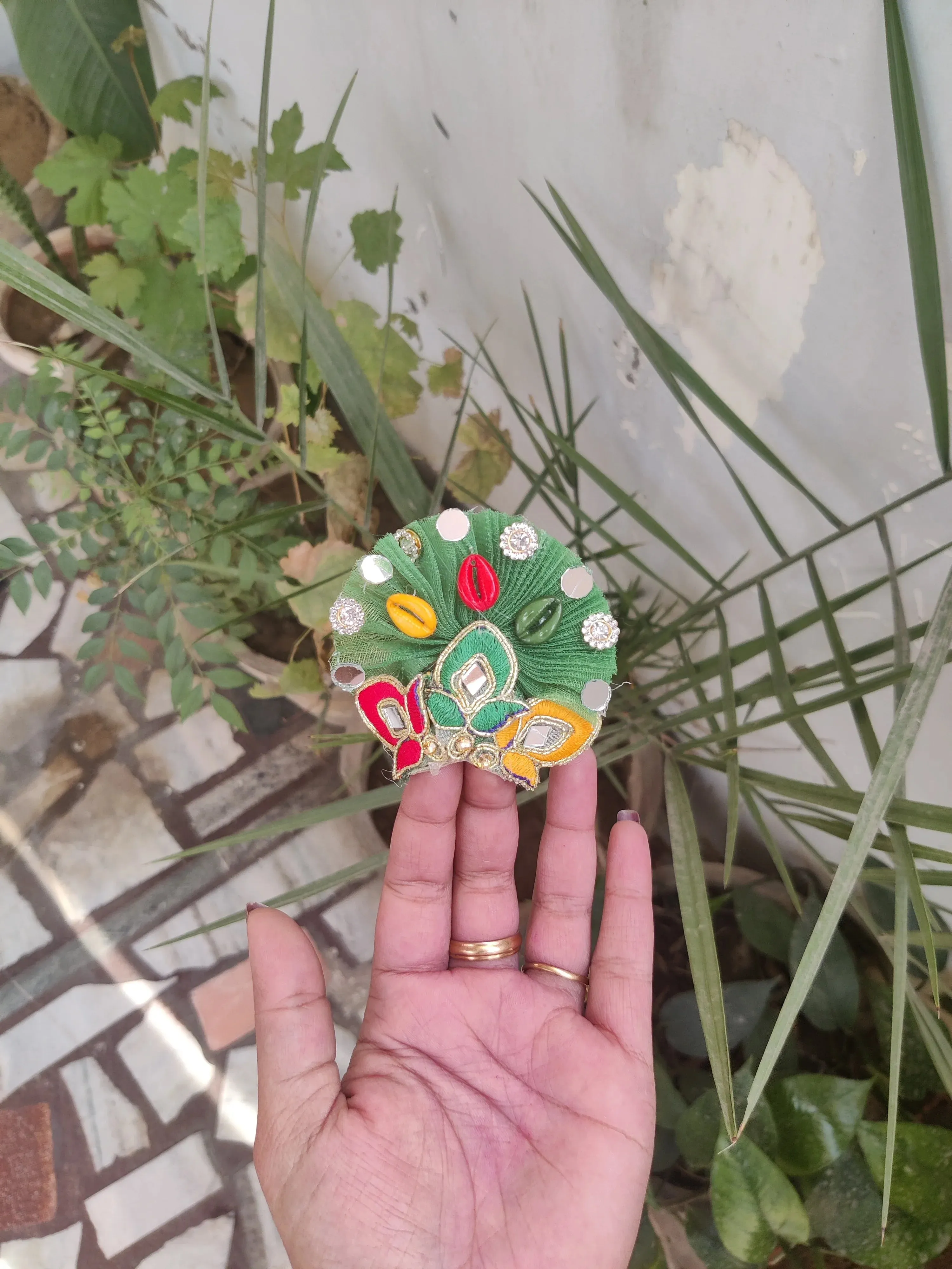 Green diya patch laddu gopal dress