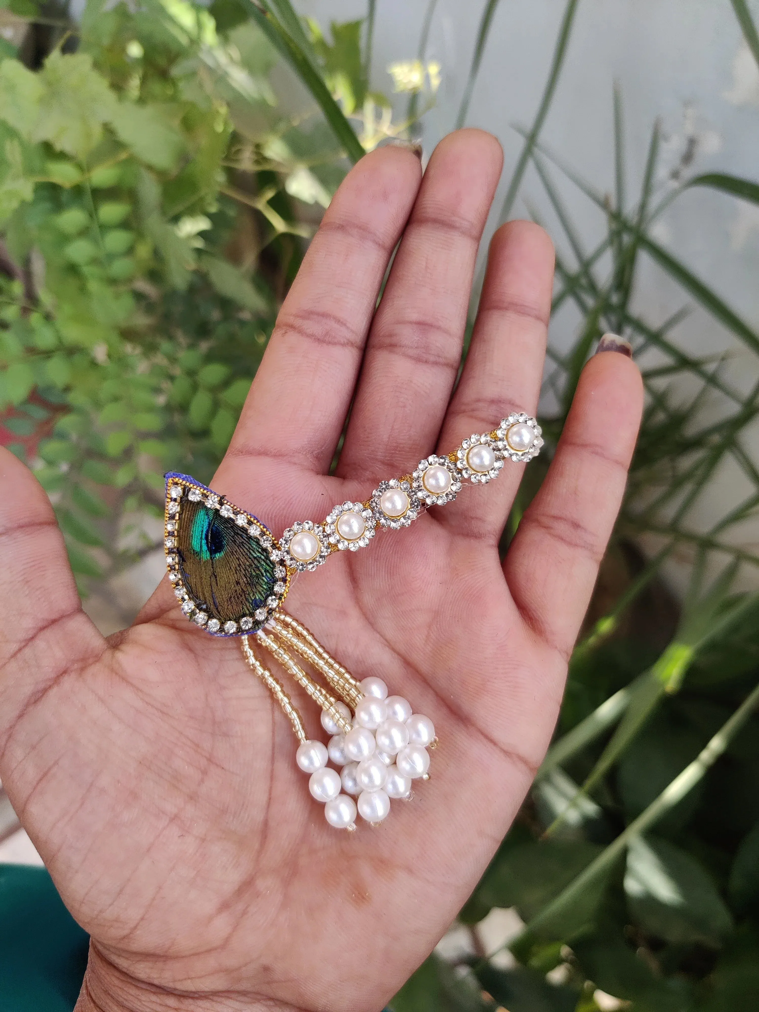 Green mor pankh heavy laddu gopal dress with pagdi and basuri