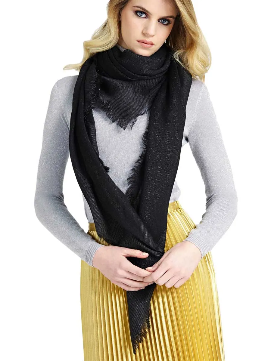 Guess Women's Vintage Fringed Hem Kefiah Scarf In Black