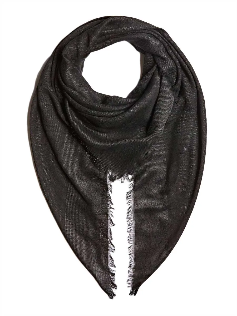 Guess Women's Vintage Fringed Hem Kefiah Scarf In Black