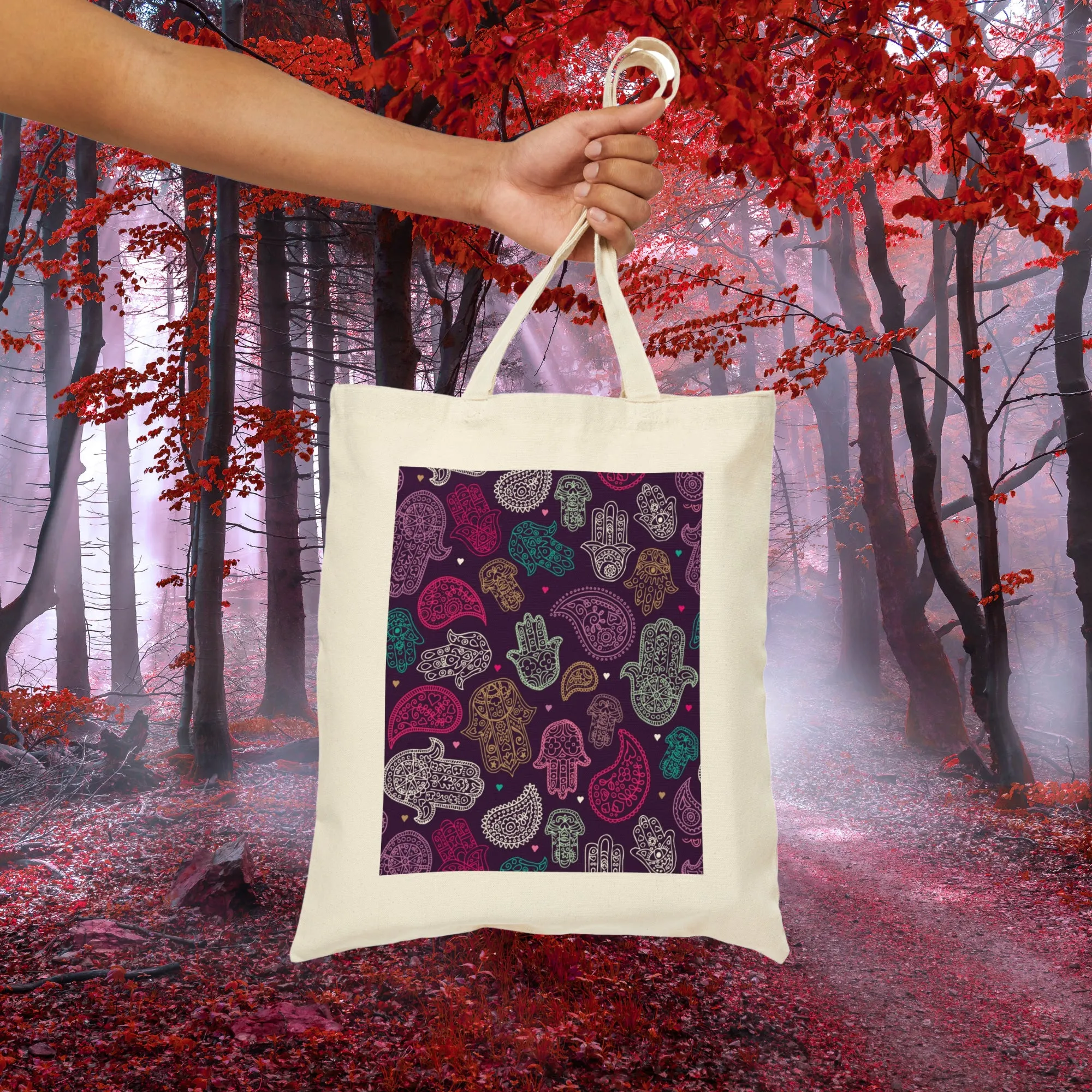 Hamsa Pink Collage Tote Bag
