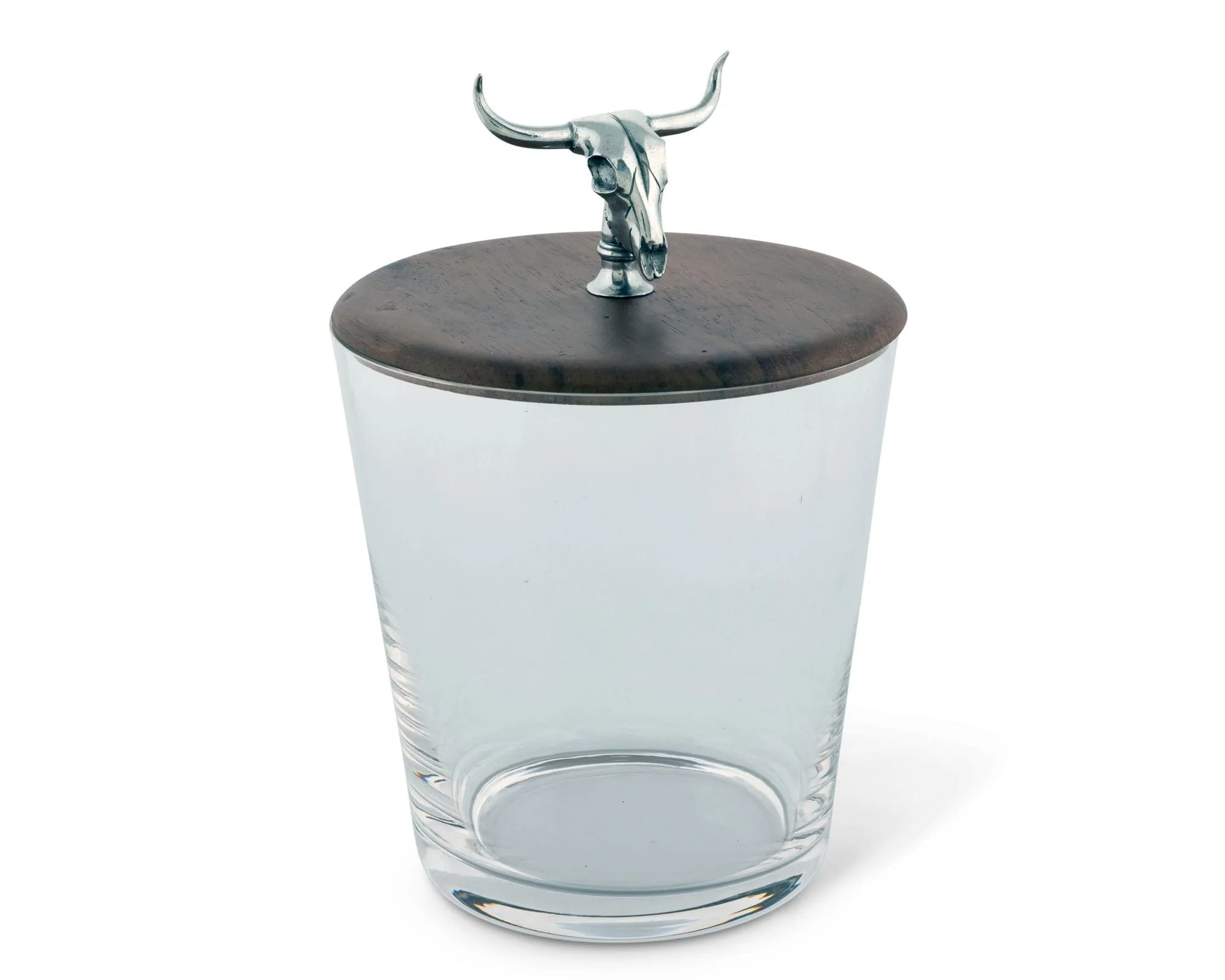 Hand Blown Glass Ice Bucket with Cow Skull Knob