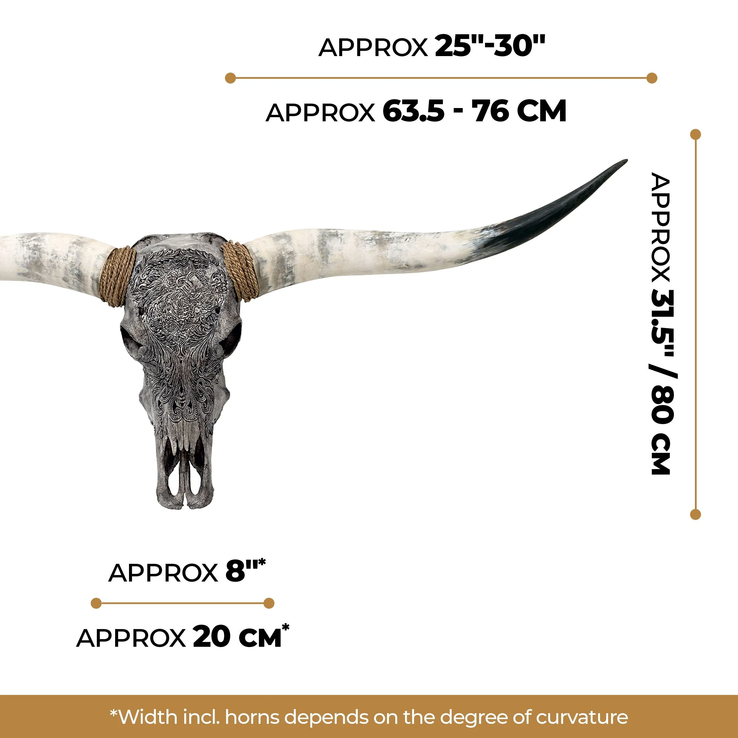 Hand Carved Longhorn Skull - Gray Aquarius